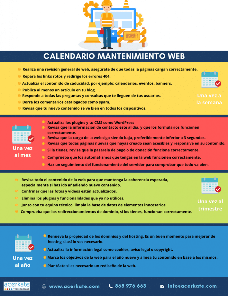 Calendario para mantenimiento web